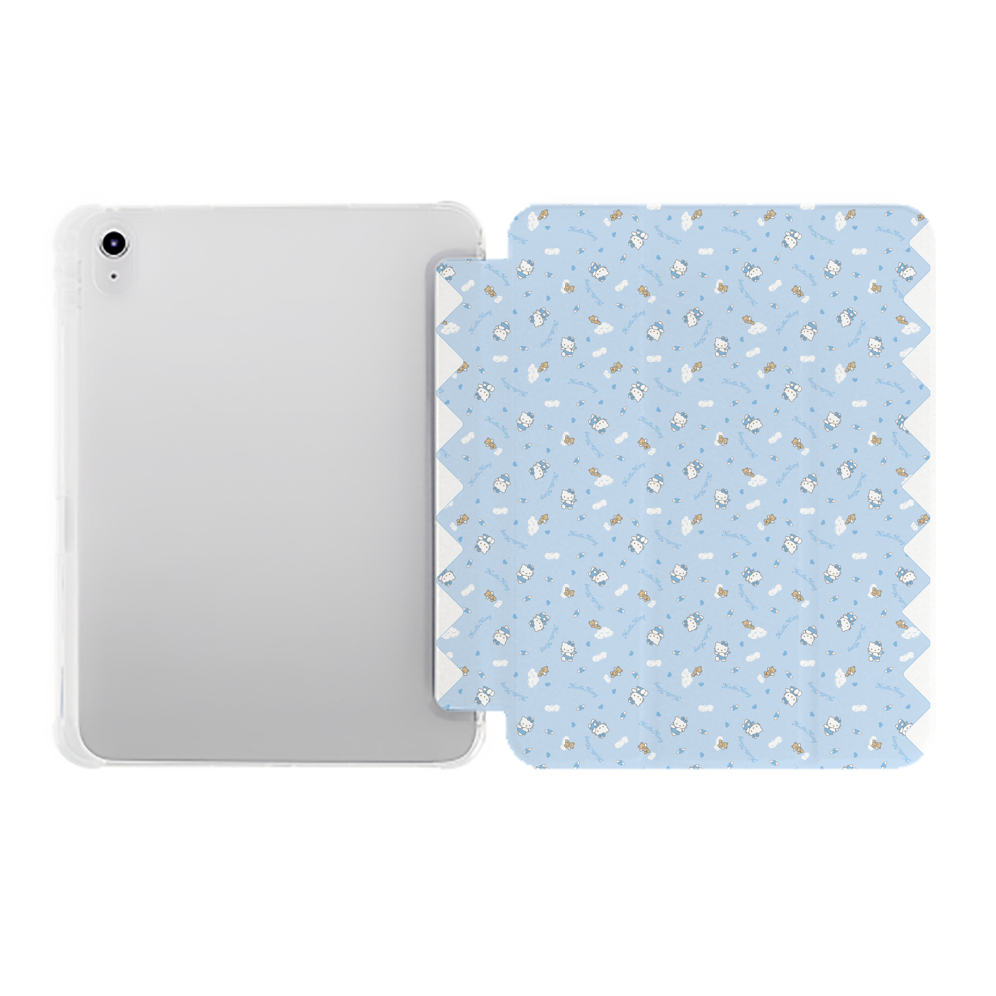 （画像用） Hello Kitty ハローキティ IPad ケース ペン収納付き 三つ折りスタンド PUレザー×シリコン 対応機種9.5/10.5/10.9インチ